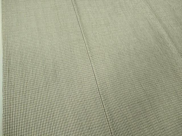 平和屋着物▽極上 結城紬 単衣 格子 反端付き 逸品 DZAA7634kh5