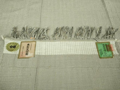 平和屋着物▽極上 結城紬 単衣 格子 反端付き 逸品 DZAA7634kh5