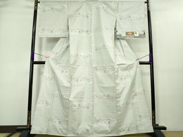 平和屋着物▽極上 本場大島紬 白大島 単衣 7マルキ 平安人物 大山謹製 証紙付き 逸品 DZAA7644kh5