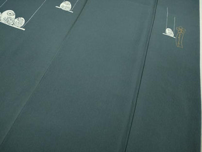 平和屋本店■極上　世界的人形師　辻村寿三郎　ジュサブロー　訪問着　梟　ふくろう　薄花色地　逸品　DZAA7645kh5