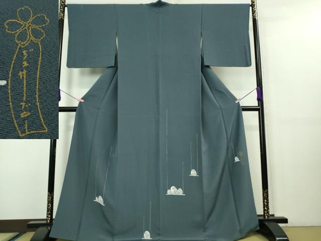 平和屋本店■極上　世界的人形師　辻村寿三郎　ジュサブロー　訪問着　梟　ふくろう　薄花色地　逸品　DZAA7645kh5