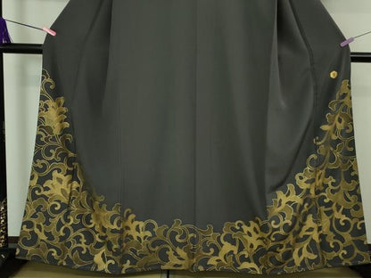 平和屋本店■極上　ジャパンオートクチュール　渡辺雪三郎　色留袖　刺繍　唐草文　羊羹色地　金彩　逸品　未使用　DZAA7646kh5