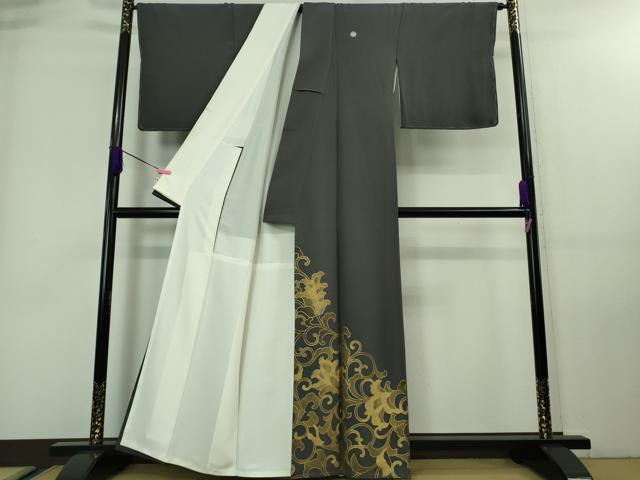 平和屋本店■極上　ジャパンオートクチュール　渡辺雪三郎　色留袖　刺繍　唐草文　羊羹色地　金彩　逸品　未使用　DZAA7646kh5