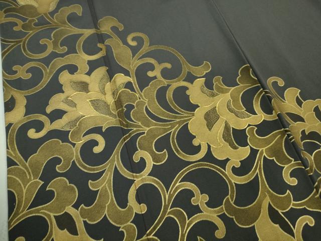 平和屋本店■極上　ジャパンオートクチュール　渡辺雪三郎　色留袖　刺繍　唐草文　羊羹色地　金彩　逸品　未使用　DZAA7646kh5