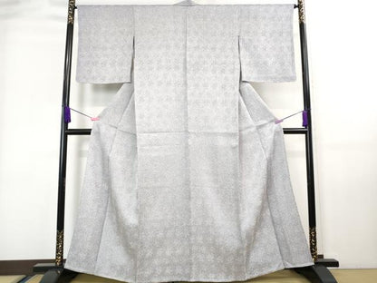 平和屋着物■極上　名門　藤娘きぬたや・総絞り　杢目絞り　小紋　単衣　反端付き　逸品　未使用　DZAA7654kh5