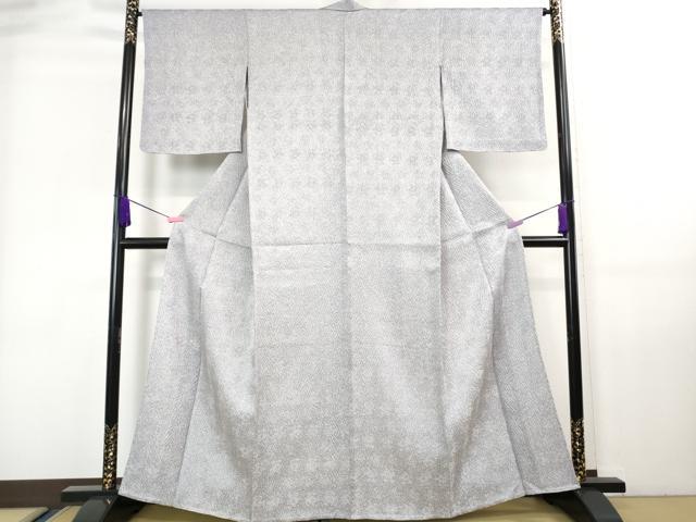 平和屋着物■極上　名門　藤娘きぬたや・総絞り　杢目絞り　小紋　単衣　反端付き　逸品　未使用　DZAA7654kh5