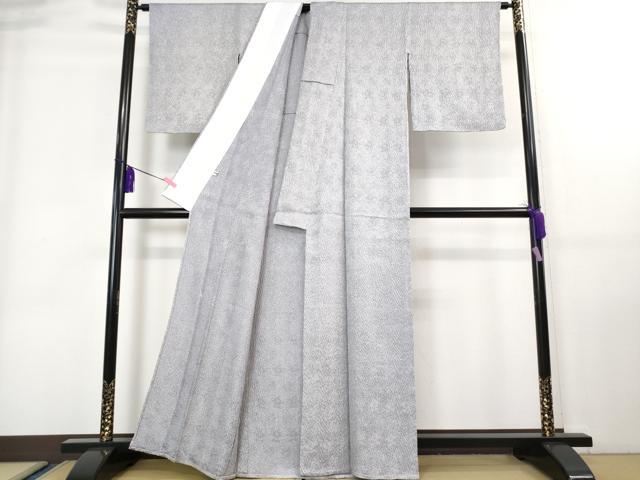 平和屋着物■極上　名門　藤娘きぬたや・総絞り　杢目絞り　小紋　単衣　反端付き　逸品　未使用　DZAA7654kh5