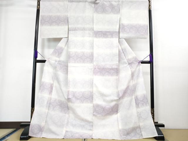 平和屋本店■極上　石川県指定無形文化財　牛首紬　白山工房　手織り　単衣　花丸文　ロング丈　逸品　DZAA7665kh5