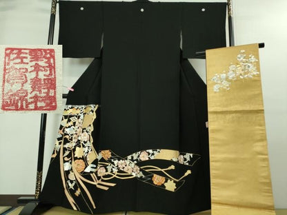 期間限定セール20％off●希少　皇室献上作家　野村静枝　佐賀錦　黒留袖　宝尽くし　几帳　金銀糸　逸品　DZAA7667kh5