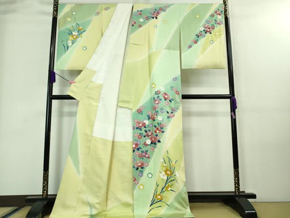 平和屋本店●極上　創業460年・千總　訪問着　椿　枝花文　暈し染め　金彩　高島屋扱い　ロング丈　逸品　DZAA7673kh5