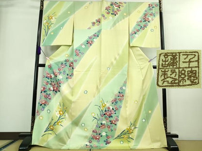 平和屋本店●極上　創業460年・千總　訪問着　椿　枝花文　暈し染め　金彩　高島屋扱い　ロング丈　逸品　DZAA7673kh5