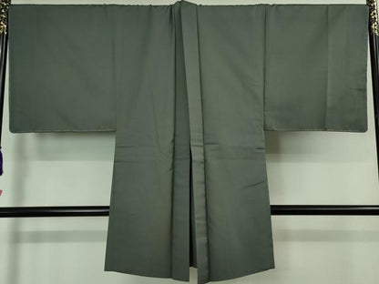 平和屋本店■極上　男性　お召　アンサンブル　キングサイズ　長羽織　着物・濃藍色　羽織・豆がら茶色　逸品　DZAA7674kh5