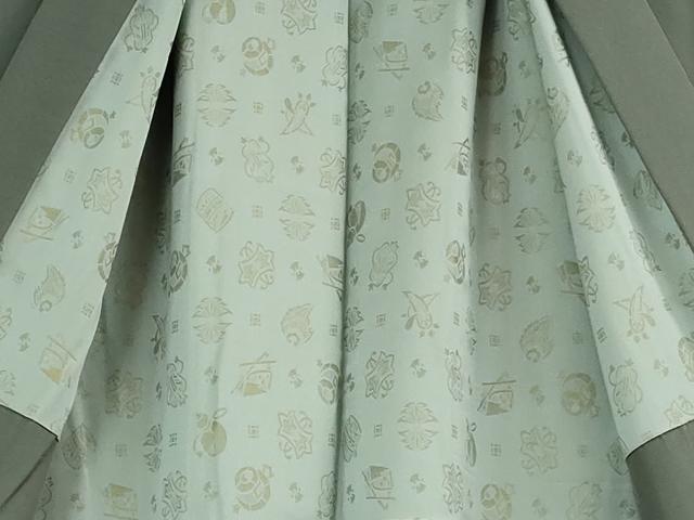 平和屋本店■極上　男性　お召　アンサンブル　キングサイズ　長羽織　着物・濃藍色　羽織・豆がら茶色　逸品　DZAA7674kh5