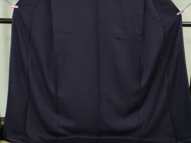 平和屋本店■極上　藍造り国選定無形文化財 藍師・佐藤昭人 藍香房 色無地　宝尽くし地紋　深紫色地　ロング丈　逸品　未使用　DZAA7676kh5