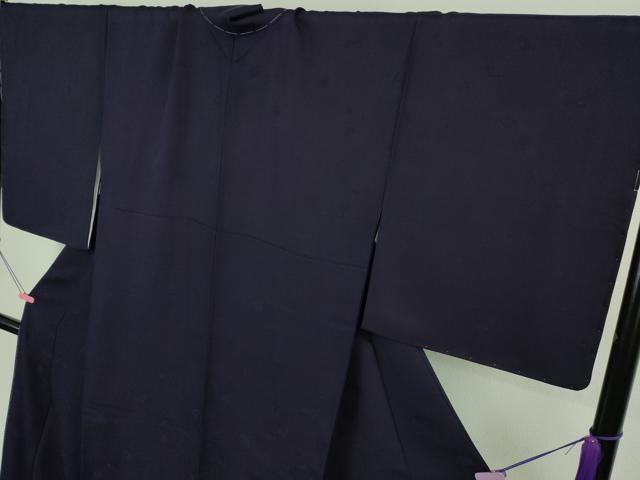 平和屋本店■極上　藍造り国選定無形文化財 藍師・佐藤昭人 藍香房 色無地　宝尽くし地紋　深紫色地　ロング丈　逸品　未使用　DZAA7676kh5