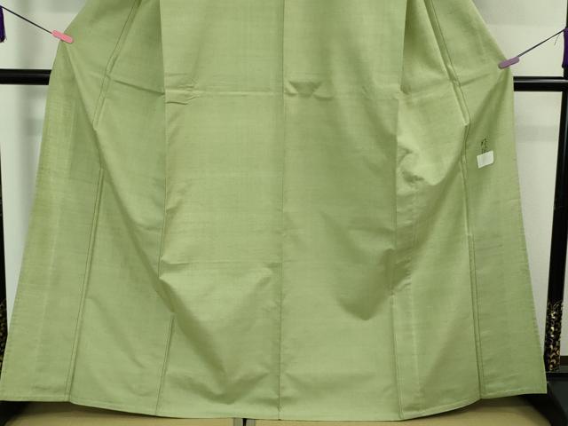 平和屋着物■極上　五代目・諏訪好風　紬　単衣　色無地　山葵色　逸品　DZAA7679kh5