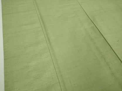 平和屋着物■極上　五代目・諏訪好風　紬　単衣　色無地　山葵色　逸品　DZAA7679kh5