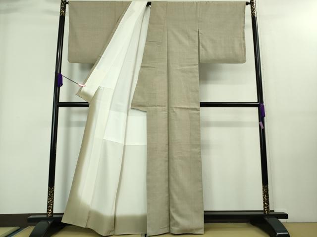 平和屋本店■極上　本場結城紬　重要無形文化財　奥順謹製　色無地　亜麻色　証紙付き　逸品　DZAA7681kh5