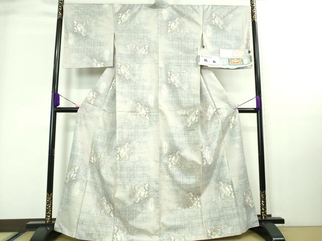 平和屋本店●極上　本場大島紬　白大島　名匠たかし　経緯絣　手織　雷神　桃山　証紙・保証書付き　逸品　DZAA7683kh5