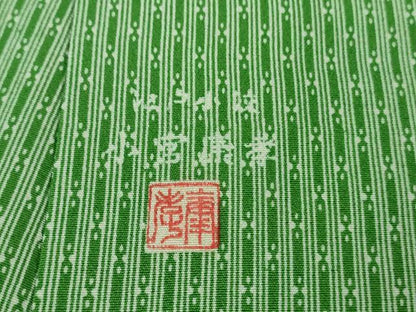平和屋本店▽極上 人間国宝 小宮康孝 江戸小紋 単衣 間道 緑色地 逸品 未使用 DZAA7687kh5