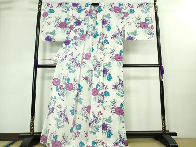 平和屋着物∴極上 夏物 撫松庵 セオアルファ 小紋・浴衣兼用 紅梅織 朝顔 逸品 DZAA7689kh5