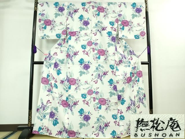 平和屋着物∴極上 夏物 撫松庵 セオアルファ 小紋・浴衣兼用 紅梅織 朝顔 逸品 DZAA7689kh5