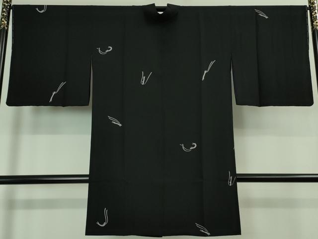 平和屋本店■極上　世界的人形師　辻村寿三郎　ジュサブロー　道中着　ロング丈　兎　黒地　反端付き　逸品　未使用　DZAA7698kh5