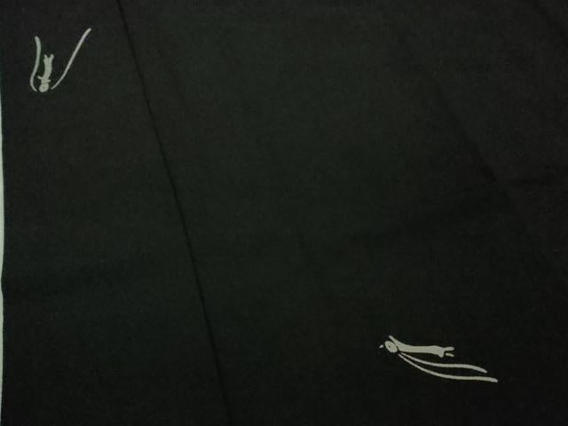 平和屋本店■極上　世界的人形師　辻村寿三郎　ジュサブロー　道中着　ロング丈　兎　黒地　反端付き　逸品　未使用　DZAA7698kh5