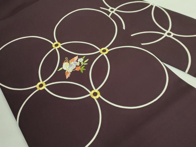 平和屋本店■極上　塩瀬　九寸名古屋帯　駒刺繍　鴛鴦花文　烏羽色地　金糸　逸品　DZAA7721kh5
