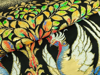 平和屋本店■極上　三代目　龍村光峯　太鼓柄　本袋帯　天平鳳凰錦　黒地　金銀糸　逸品　DZAA7727kh5