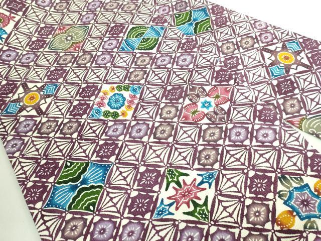 平和屋本店■最高級　城間栄順　本場琉球紅型　九寸名古屋帯　花菱文　鬼しぼ縮緬　やまと誂製　逸品　DZAA7754kh5