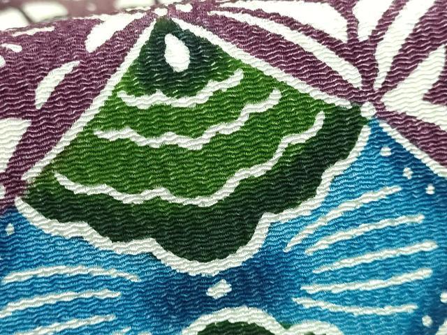 平和屋本店■最高級　城間栄順　本場琉球紅型　九寸名古屋帯　花菱文　鬼しぼ縮緬　やまと誂製　逸品　DZAA7754kh5