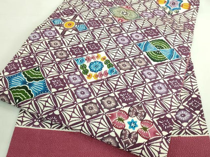 平和屋本店■最高級　城間栄順　本場琉球紅型　九寸名古屋帯　花菱文　鬼しぼ縮緬　やまと誂製　逸品　DZAA7754kh5