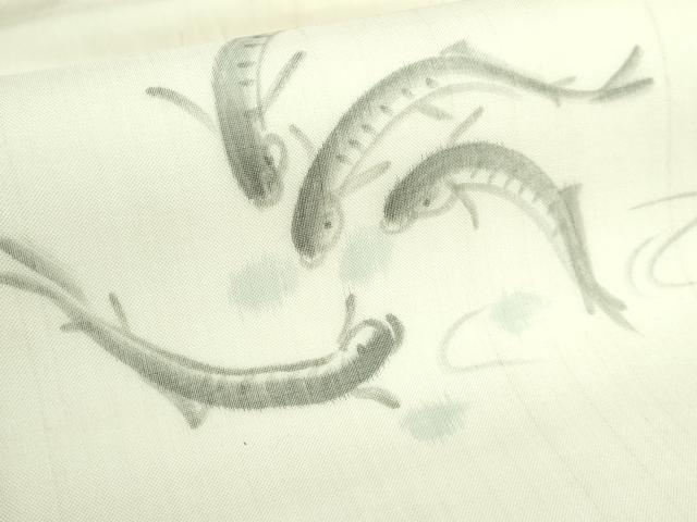 平和屋着物＊極上 夏物 絹芭蕉 九寸名古屋帯 作家物 手描き ドジョウ 砥粉色地 逸品 DZAA7756kh5