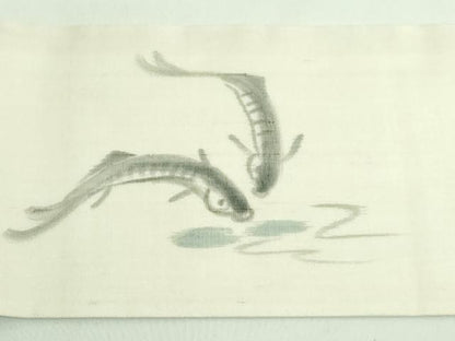 平和屋着物＊極上 夏物 絹芭蕉 九寸名古屋帯 作家物 手描き ドジョウ 砥粉色地 逸品 DZAA7756kh5