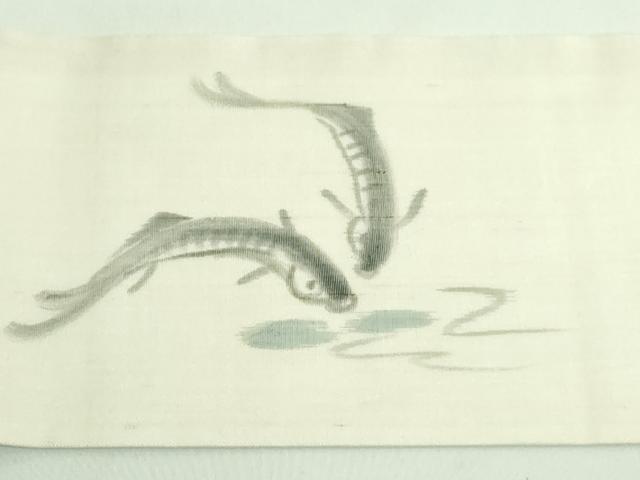平和屋着物＊極上 夏物 絹芭蕉 九寸名古屋帯 作家物 手描き ドジョウ 砥粉色地 逸品 DZAA7756kh5