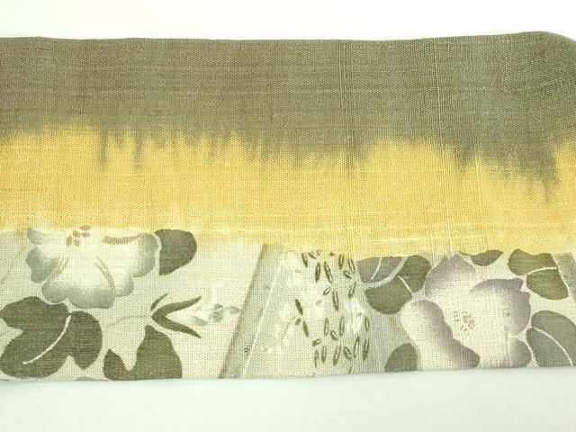 平和屋本店■極上　摺型友禅　京都　多ち花　九寸名古屋帯　生紬地　四季花文　逸品　DZAA7758kh5