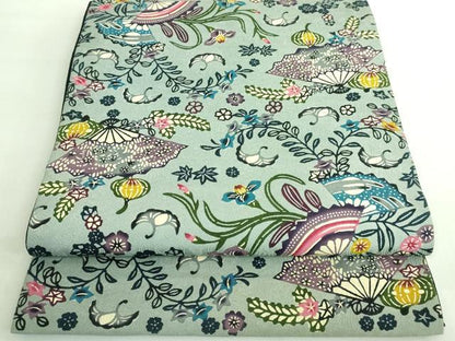 平和屋着物■極上　本場琉球紅型　九寸開き名古屋帯　扇面舞花文　逸品　DZAA7766kh5