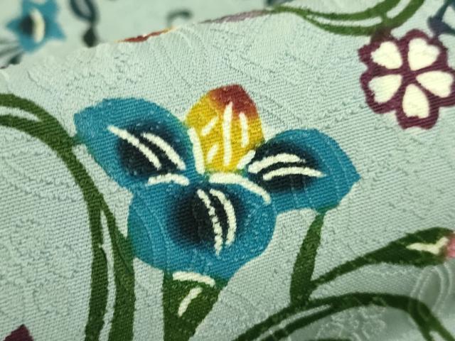 平和屋着物■極上　本場琉球紅型　九寸開き名古屋帯　扇面舞花文　逸品　DZAA7766kh5