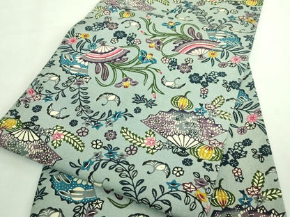 平和屋着物■極上　本場琉球紅型　九寸開き名古屋帯　扇面舞花文　逸品　DZAA7766kh5