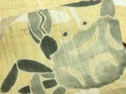 平和屋着物＊極上 夏物 洛楽人工房 玉蟲染 九寸名古屋帯 蟹 カニ 逸品 DZAA7769kh5