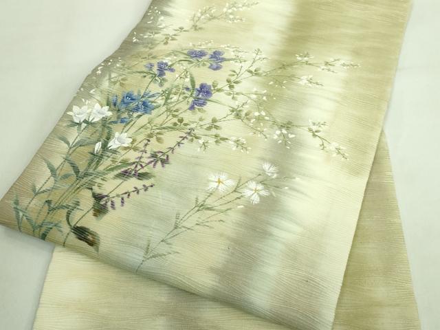 平和屋着物＊極上 夏物 九寸名古屋帯 手描き 草花文 逸品 DZAA7770kh5