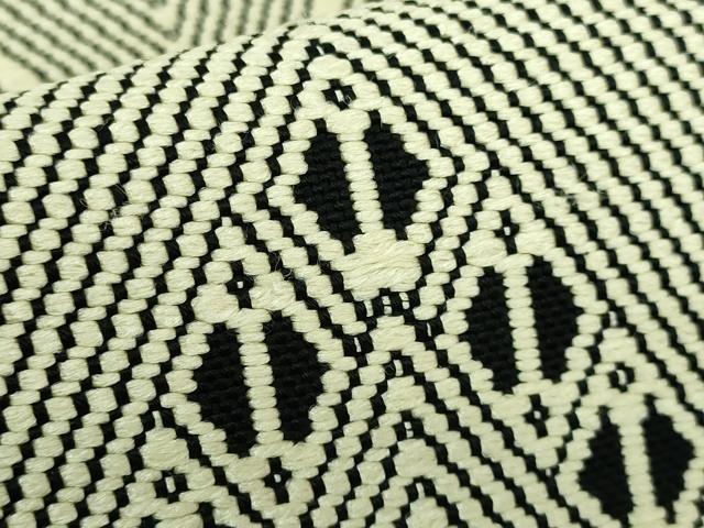 平和屋着物●極上 八寸名古屋帯 こぎん刺し 菱 黒地 逸品 DZAA7772kh5