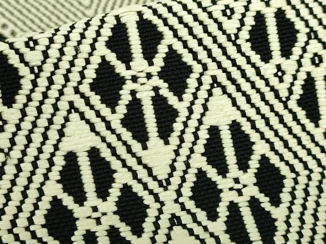 平和屋着物●極上 八寸名古屋帯 こぎん刺し 菱 黒地 逸品 DZAA7772kh5