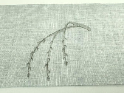 平和屋着物＊極上 夏物 九寸名古屋帯 手描き 水牛 灰青色地 逸品 DZAA7774kh5