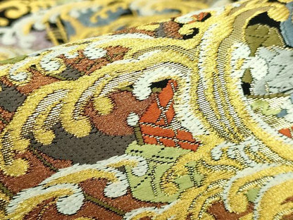 平和屋着物●極上 西陣の老舗 1782年創業 山下織物 六通柄袋帯 唐織 立波宝尽くし 宝船 黒地 金糸 逸品 DZAA7779kh5