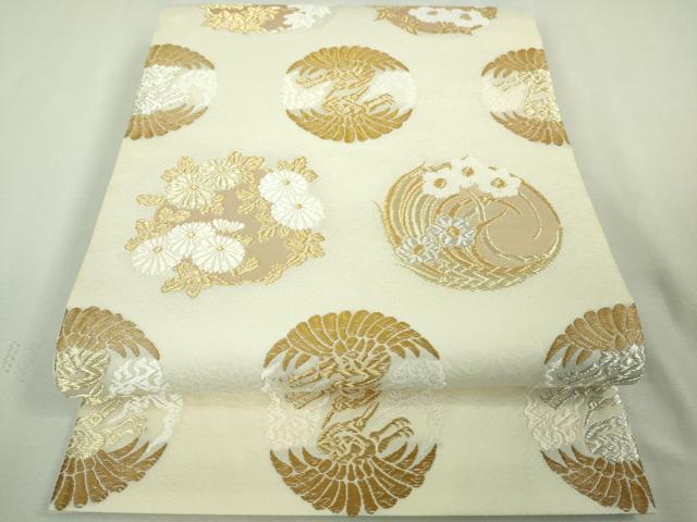 平和屋本店●極上 皇室 伊勢神宮御用 御御帯 山口美術織物 山口弘躬 太鼓柄袋帯 唐織錦 鳳凰四君子文 金銀糸 共箱・冊子付 逸品DZAA7797kh5