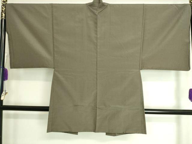 平和屋着物■極上 男性 お召 アンサンブル 長羽織 網代織 格子 江戸鼠色地 逸品 DZAA7800kh5