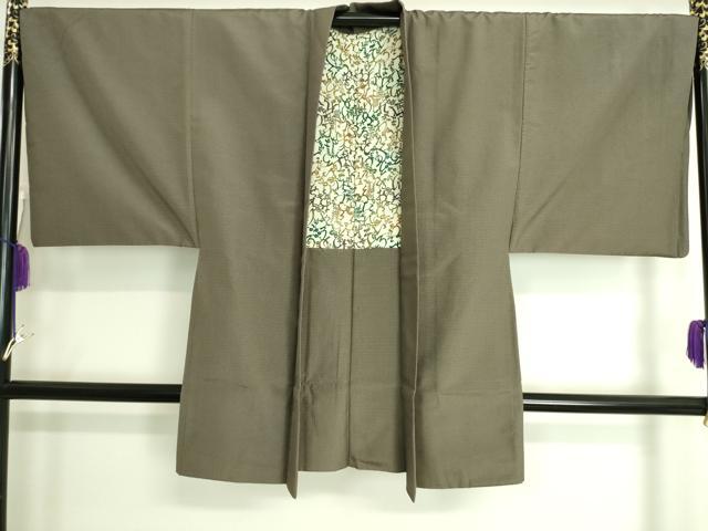 平和屋着物■極上 男性 お召 アンサンブル 長羽織 網代織 格子 江戸鼠色地 逸品 DZAA7800kh5