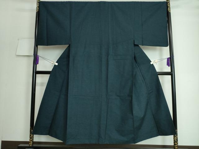平和屋着物■極上　男性　紬　アンサンブル　長羽織(羽織紐付き)・長襦袢(袷)　3点セット　濃藍色地　逸品　DZAA7806kh5